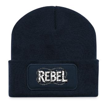 Rebellen-Stacheldrahttypografie - Recycelte Patch Beanie - French Navy - Vorne