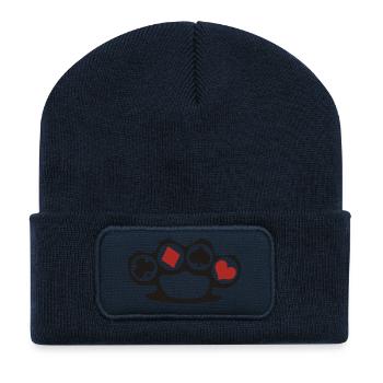 Poker Karten Cannasta Rommy Skat Hearts - Recycelte Patch Beanie - French Navy - Vorne