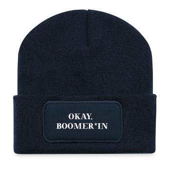 Okay Boomer*in - lustige Geschenkidee gendern - Recycelte Patch Beanie - French Navy - Vorne