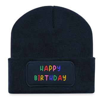 HAPPY BIRTHDAY. HAPPY BIRTHDAY. ANNIVERSARY. - Recycled Patch Beanie - french navy - Front