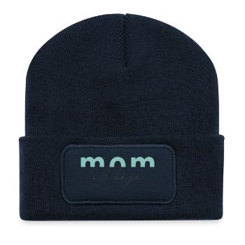 Mom of Boys Minimalist Aesthetic Mama Shirt - Recycelte Patch Beanie - French Navy - Vorne