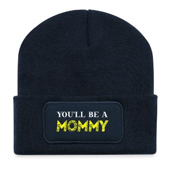 You'll be a mommy Geschenkidee Mama schwanger süß - Recycelte Patch Beanie - French Navy - Vorne