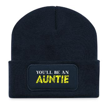 You'll be an auntie gift idea aunt pregnant - Recycled Patch Beanie - french navy - Front