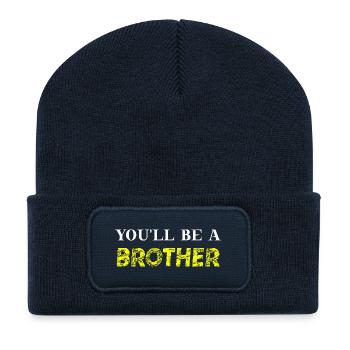You'll be a brother Geschenkidee Bruder schwanger - Recycelte Patch Beanie - French Navy - Vorne