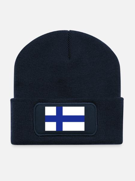 Finlande - Beanie recyclé à patch - bleu marine