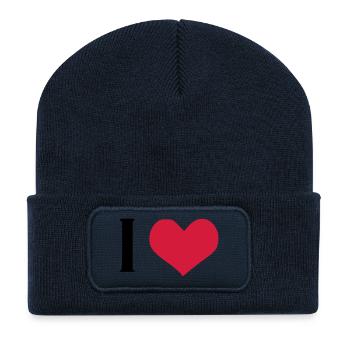 I LOVE - Beanie recyclé à patch - bleu marine - Devant