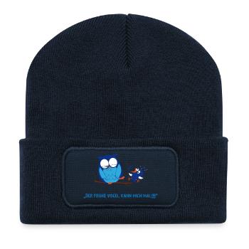Der frühe Vogel - Recycelte Patch Beanie - French Navy - Vorne