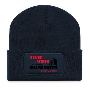 Wo andere rauslaufen gehen wir rein - Feuerwehr - Recycelte Patch Beanie - French Navy - Vorne