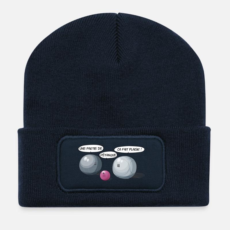 Une partie de pétanque - Beanie recyclé à patch - bleu marine