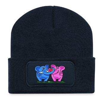 éléphants doux - Beanie recyclé à patch - bleu marine - Devant