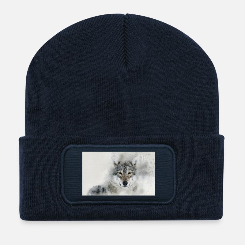 Wolf - Recycelte Patch Beanie - French Navy