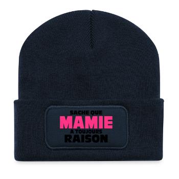 sache que mamie a toujours raison - Beanie recyclé à patch - bleu marine - Devant