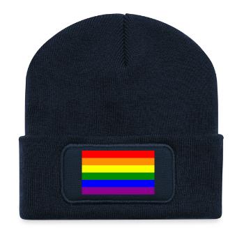 gay flag - Recycelte Patch Beanie - French Navy - Vorne