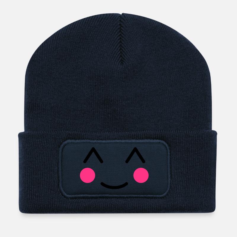 Smiley Sourire - Beanie recyclé à patch - bleu marine