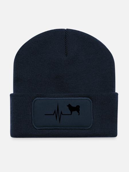 Mein Herz schlägt für Hunde - Alaskan Malamute - Recycelte Patch Beanie - French Navy