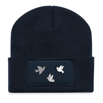 taube pigeon dove animal tiere wedding hochzeit1 - Recycelte Patch Beanie - French Navy - Vorne