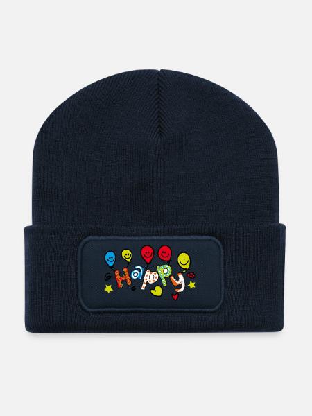 HAPPY BALLONS - Recycelte Patch Beanie - French Navy