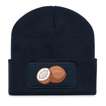 Kokospalme Kokos Kokosnusspalme Kokosnuss Kokosnuß - Recycelte Patch Beanie - French Navy - Vorne