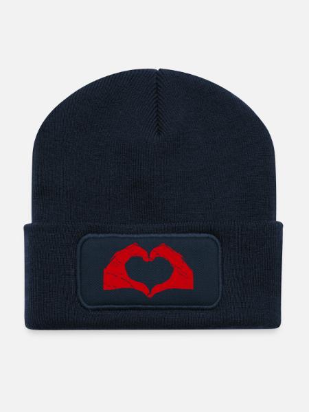 Hände Herz Liebe Love - Recycelte Patch Beanie - French Navy