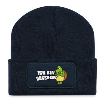 Je suis contre - Beanie recyclé à patch - bleu marine - Devant