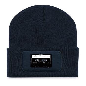 Kassette Recorder Old School Logo Design - Recycelte Patch Beanie - French Navy - Vorne