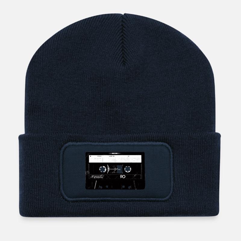 Kassette Recorder Old School Logo Design - Recycelte Patch Beanie - French Navy