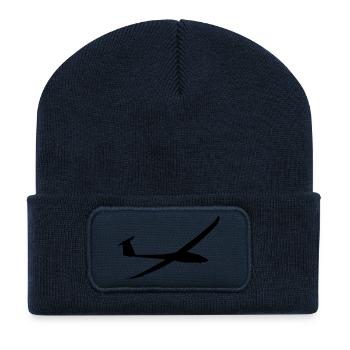 Planeur, planeur, voile, avion - Beanie recyclé à patch - bleu marine - Devant