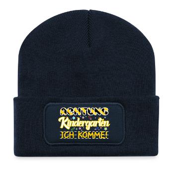 Achtung Kindergarten ich komme! - Recycelte Patch Beanie - French Navy - Vorne