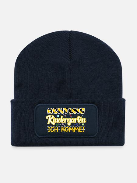 Achtung Kindergarten ich komme! - Recycelte Patch Beanie - French Navy