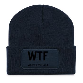 WTF food cool teens modern gift gift idea - Recycled Patch Beanie - french navy - Front