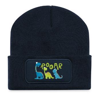 ROOAR Dino Arten Motiv I Lustiges Kinder Geschenk - Recycelte Patch Beanie - French Navy - Vorne