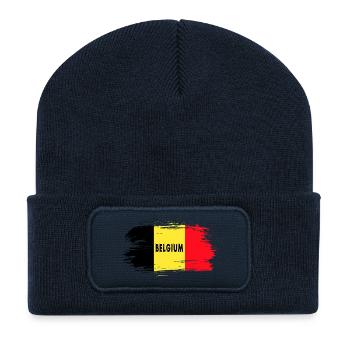 Drapeau de la Belgique / Cadeau drapeau national - Beanie recyclé à patch - bleu marine - Devant