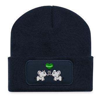 Steiermark Herz 2 Elefanten mit Luftballon - Recycelte Patch Beanie - French Navy - Vorne