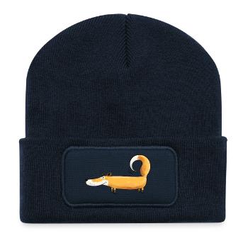 Witziger Fuchs I Comic Tiermotiv I Füchse Geschenk - Recycelte Patch Beanie - French Navy - Vorne