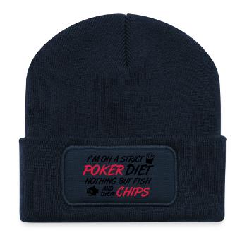 Poker diet: Fish and their chips - Recycelte Patch Beanie - French Navy - Vorne