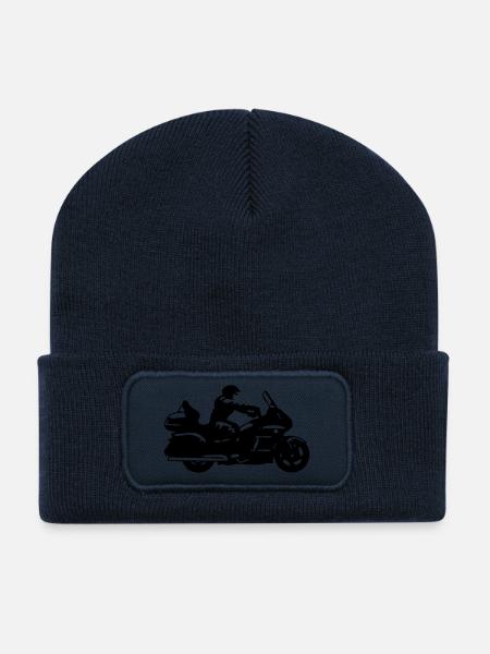 goldwing gt motorcycle drawing - Recycled Patch Beanie - french navy