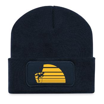 Sonne klippe mond nacht klettern seil linien - Recycelte Patch Beanie - French Navy - Vorne