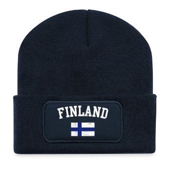 Typographie du drapeau en gras de la Finlande - Beanie recyclé à patch - bleu marine - Devant