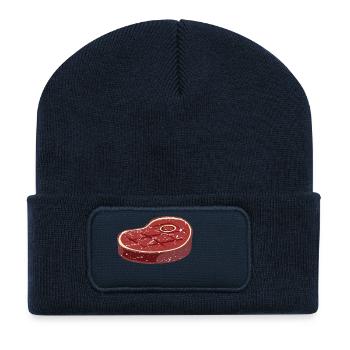 Steak - Meat - BBQ - Vintage - Recycled Patch Beanie - french navy - Front