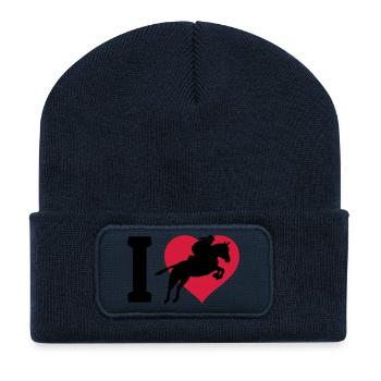 I love Springreiten - Recycelte Patch Beanie - French Navy - Vorne