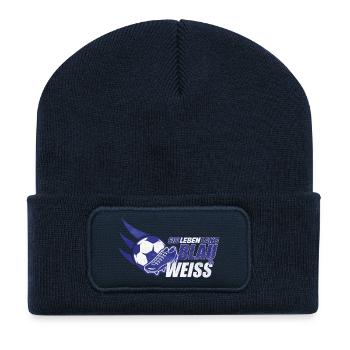 Blau & Weiss ein Leben Lang Geschenkidee - Recycelte Patch Beanie - French Navy - Vorne