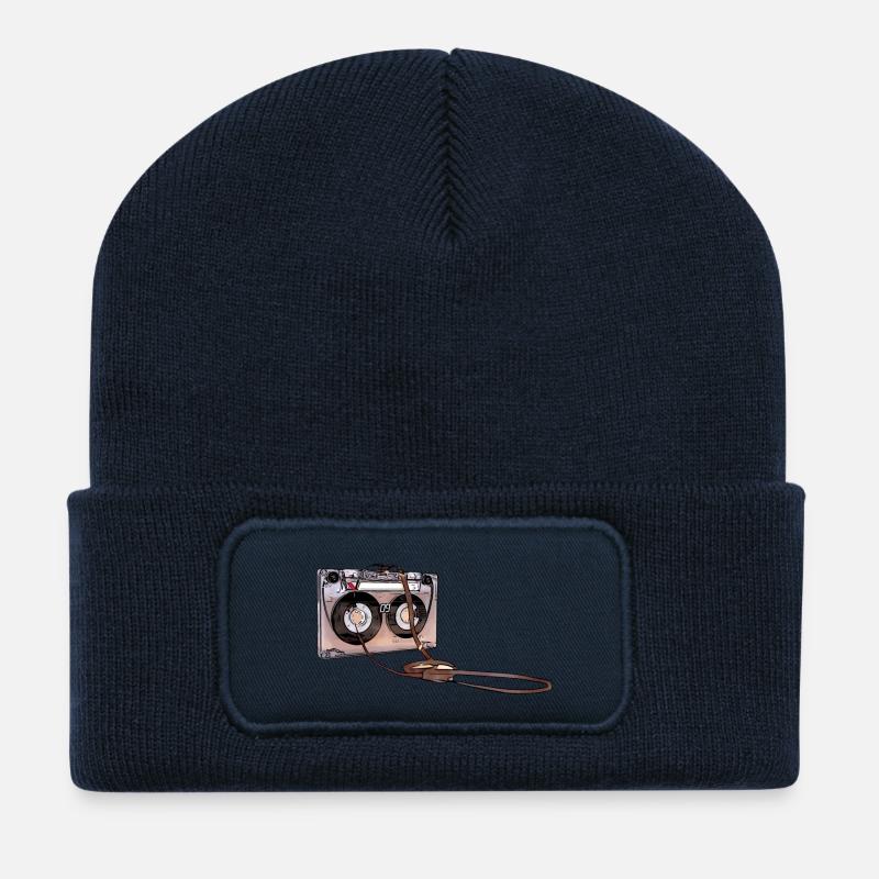 Cassette Rétro Oldschool Saveur Cadeau - Beanie recyclé à patch - bleu marine