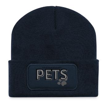 Pets: live is beautiful with Pets - Recycled Patch Beanie - french navy - Front