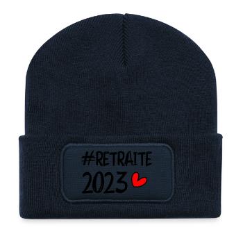 RETRAITE. BONNE RETRAITE. JOYEUSE RETRAITE. COEUR. - Beanie recyclé à patch - bleu marine - Devant