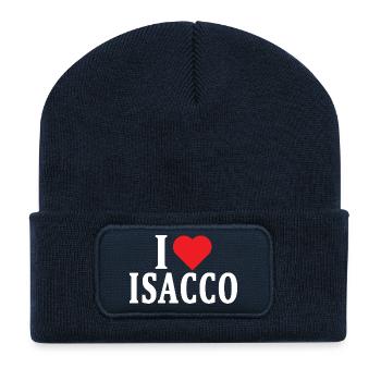 nom du t-shirt J’adore Isaac idée cadeau de t-shirt - Beanie recyclé à patch - bleu marine - Devant