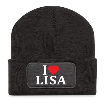 t-shirt nom J’aime Lisa idée cadeau t-shirt - Beanie recyclé à patch - charbon - Devant