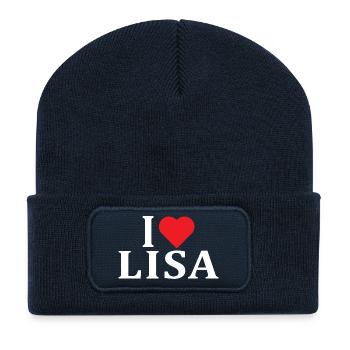t-shirt nom J’aime Lisa idée cadeau t-shirt - Beanie recyclé à patch - bleu marine - Devant