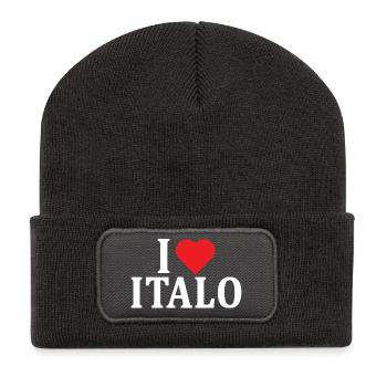 t-shirt prénom J’adore Italo t-shirt idée cadeau - Beanie recyclé à patch - charbon - Devant