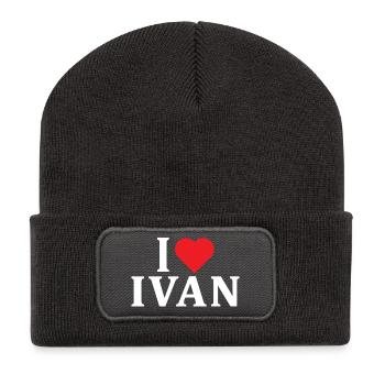Name T-Shirt I love Ivan T-Shirt Geschenkidee - Recycelte Patch Beanie - Dunkelgrau - Vorne