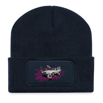 Delorean Future Punk Oldtimer Youngtimer Retro 80s - Recycled Patch Beanie - french navy - Front